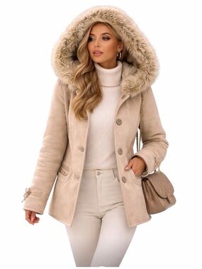 MIDTOWN VINTAGE FAUX SUEDE AND FUR COAT